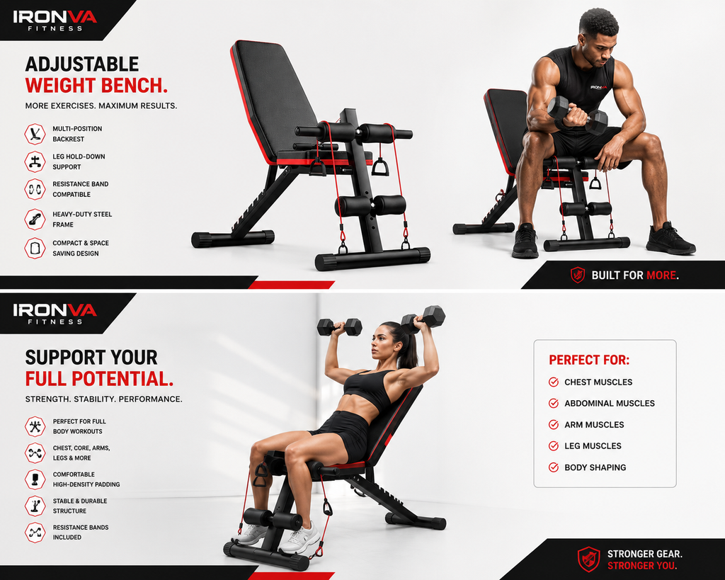 IRONVA Adjustable Foldable Weight Bench