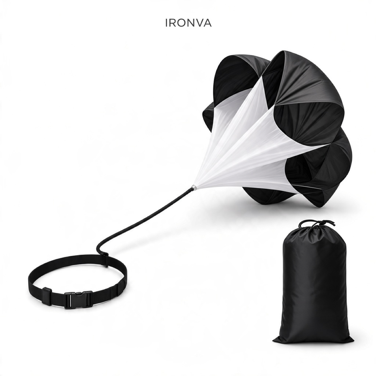 IRONVA speed training resistance parachute with waist belt and carry bag